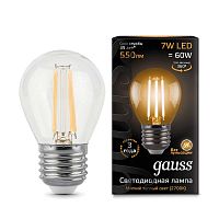 Лампа светодиодная филаментная Black Filament 7Вт шар 2700К E27 | Код. 105802107 | Gauss